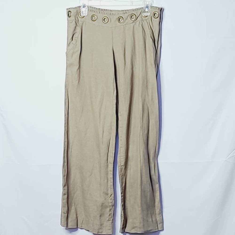 Lotta Stensson eyelet ring hole Waist green wide leg pants sz 2